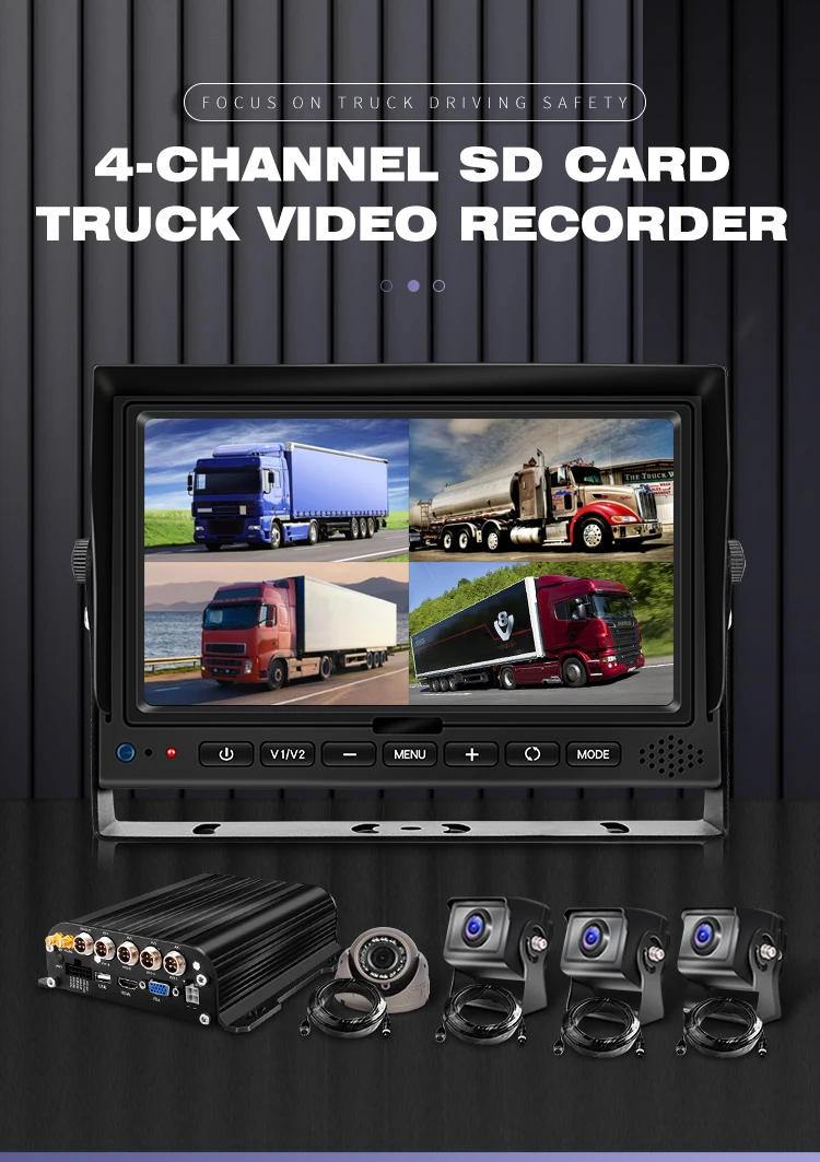 Vehicle Security 4 Channel Video Recording 1080P School Bus Vans Mobile DVR H.265 H.264 4G MDVR Camera Kit 