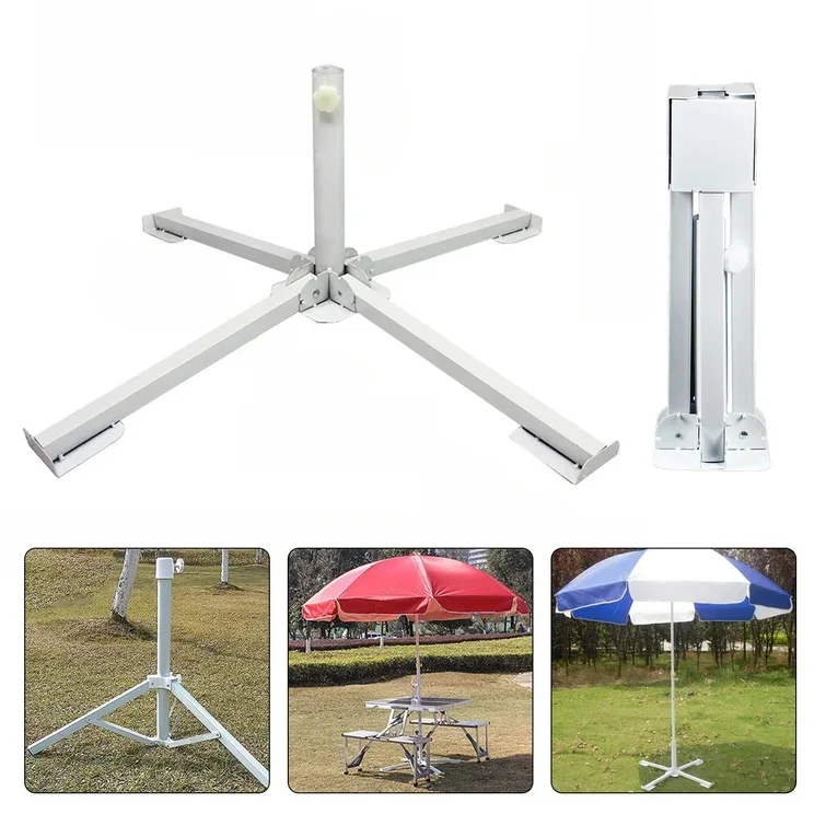 Low Moq Portable Foldable Outdoor Steel Cross-shaped Design Adjustable Sun Parasol Beach Umbrella Base Stand Four-legged Base