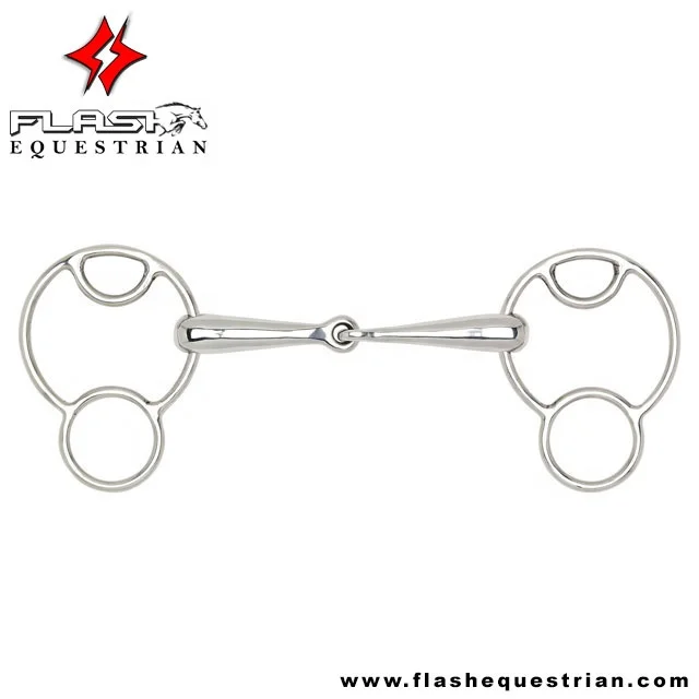 Custom Made JP Kor Steel Blue Steel Jointed 3 Ring Dutch Gag Bit Stainless Steel Western Dutch Gag Bit German Sier Horse Bits