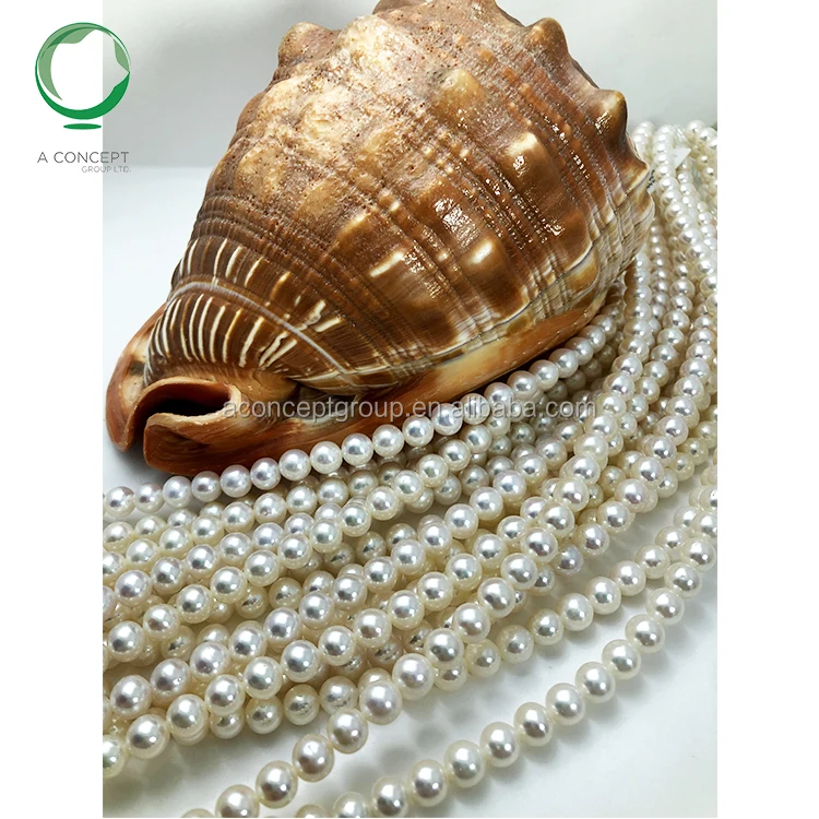 40cm 8-9mm Good Luster Nice Colour Near Round Shape White Fresh Water Pearl, pearl nucleus