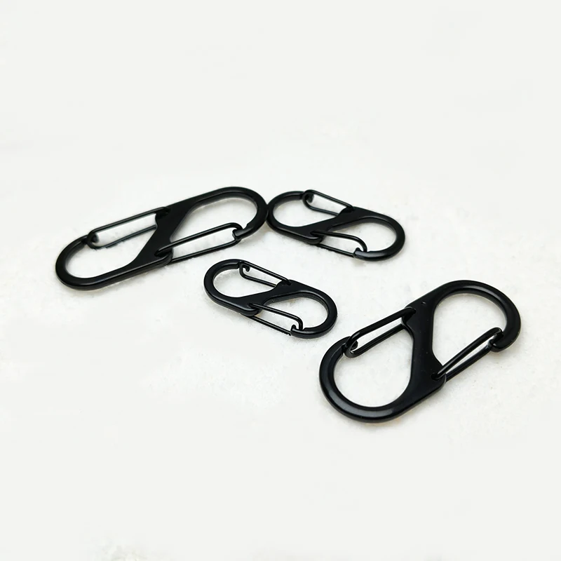 Black S-Shape Carabiner Adjustable Metal Double End Spring Snap Hook for Outdoor Bag Accessories