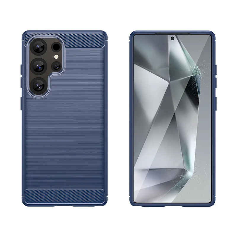 Carbon Fiber TPU Case for Samsung Galaxy S25 Ultra Shockproof Soft Back Cover