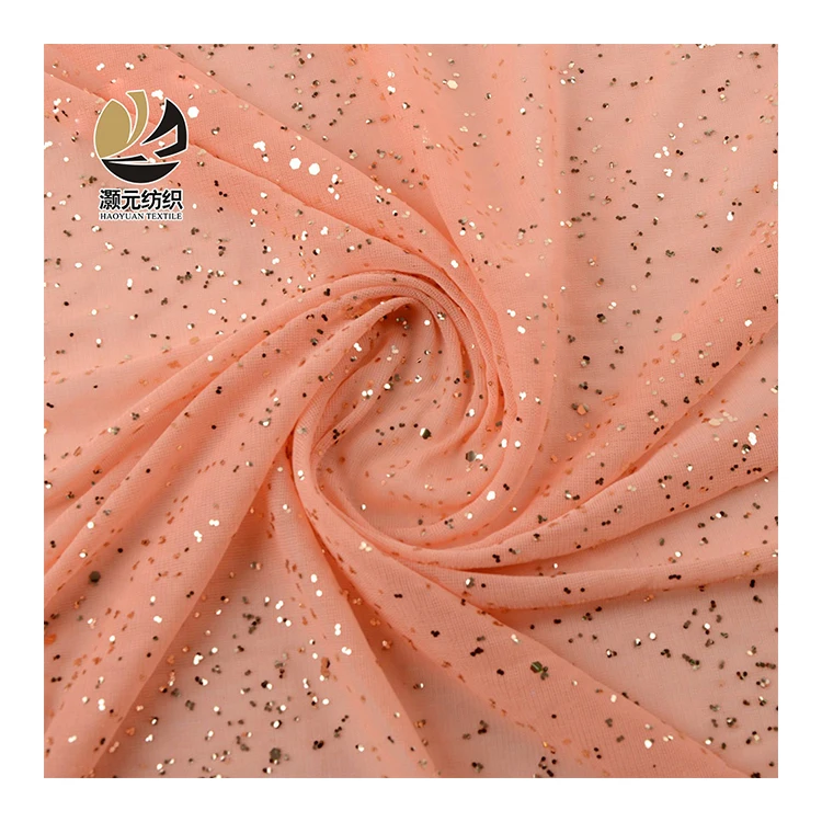 China factory wholesale high quality excellent knit shiny polyester glitter fabric for wedding dress