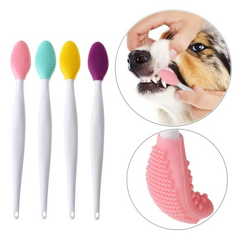Pets Soft Bristle Silicone Toothbrush for Small to Large Dogs Dental Care Double Sided