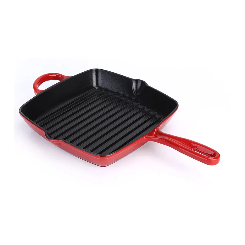 Cast Iron Enamel Square Frying Pan Skillet For Household and Restaurant Stove Baking Dish Pan