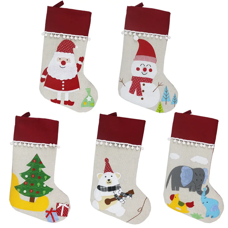 Christmas Socks Stocking Santa Claus and Snowman Elk Gift Bag for Home  Navidad Sock Xmas Tree Decoration Natal Decor