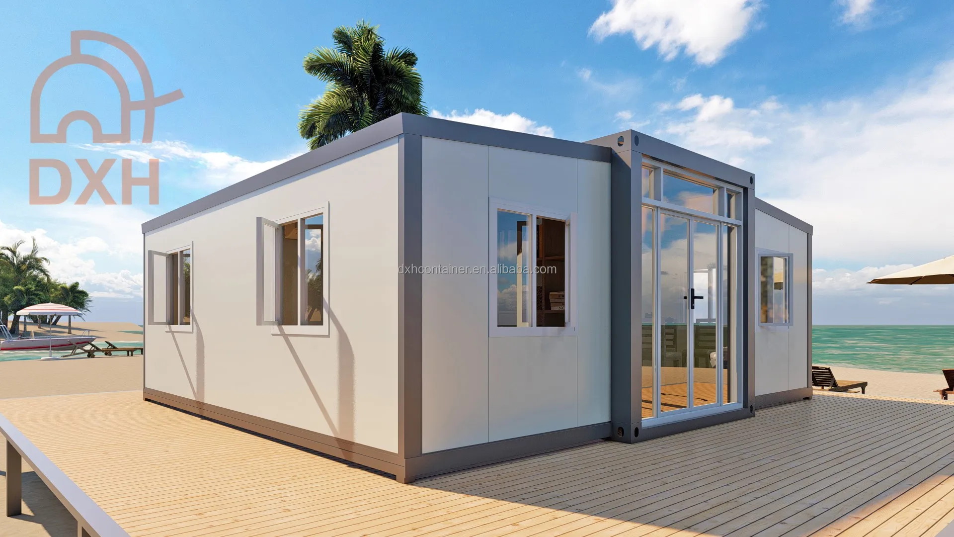 DXH factory OEM ODM customized durable tiny villa 10ft 20ft 30ft 40ft seaside prefab  expandable container house tiny villa