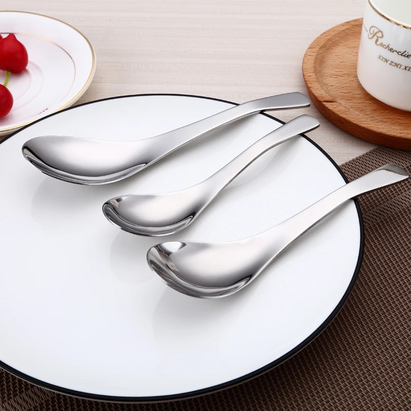Пользовательский логотип SUS304 маленькая круглая сервировочная ложка, столовая суповая ложка