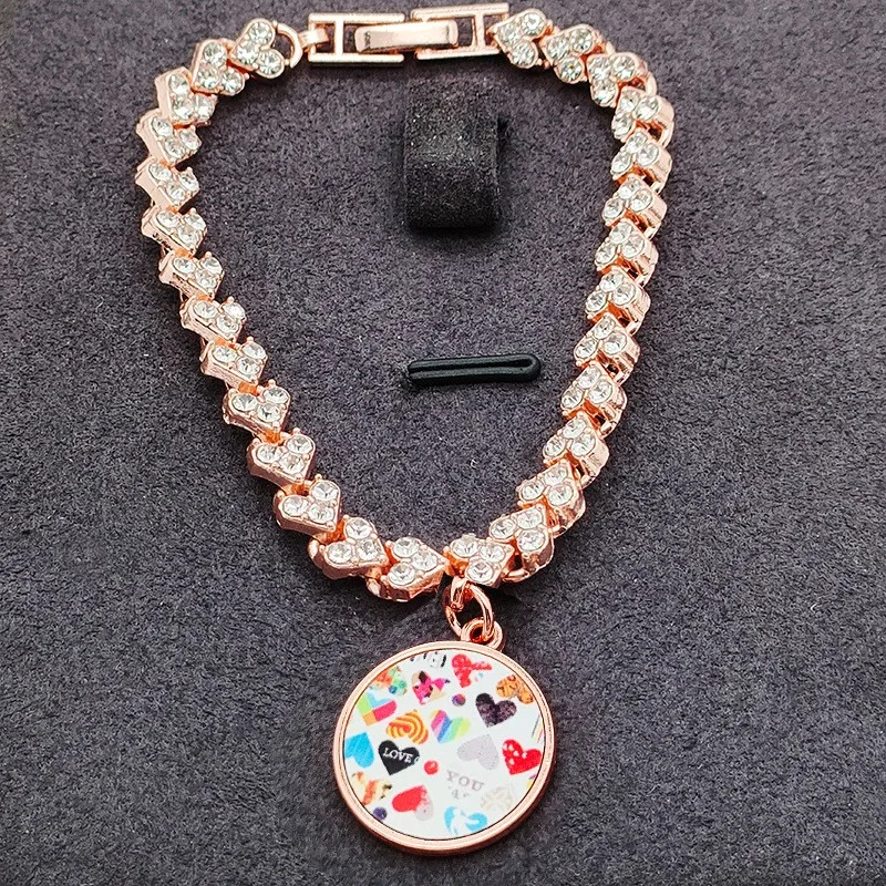 Rhinestones Roman Hip Hop Sublimation Women Bracelet Jewelry Blanks