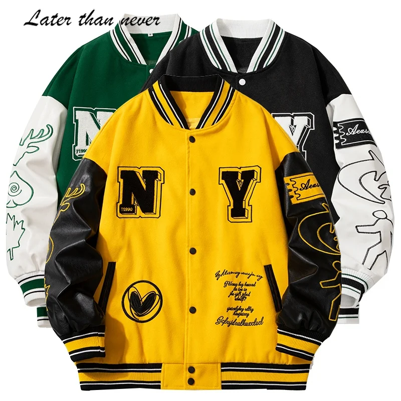 Custom Patches Chenille Embroidery Mens Letterman Varsity Jacket College Baseball Jacket Leather PU Motorcycle Coach Jacket 2023