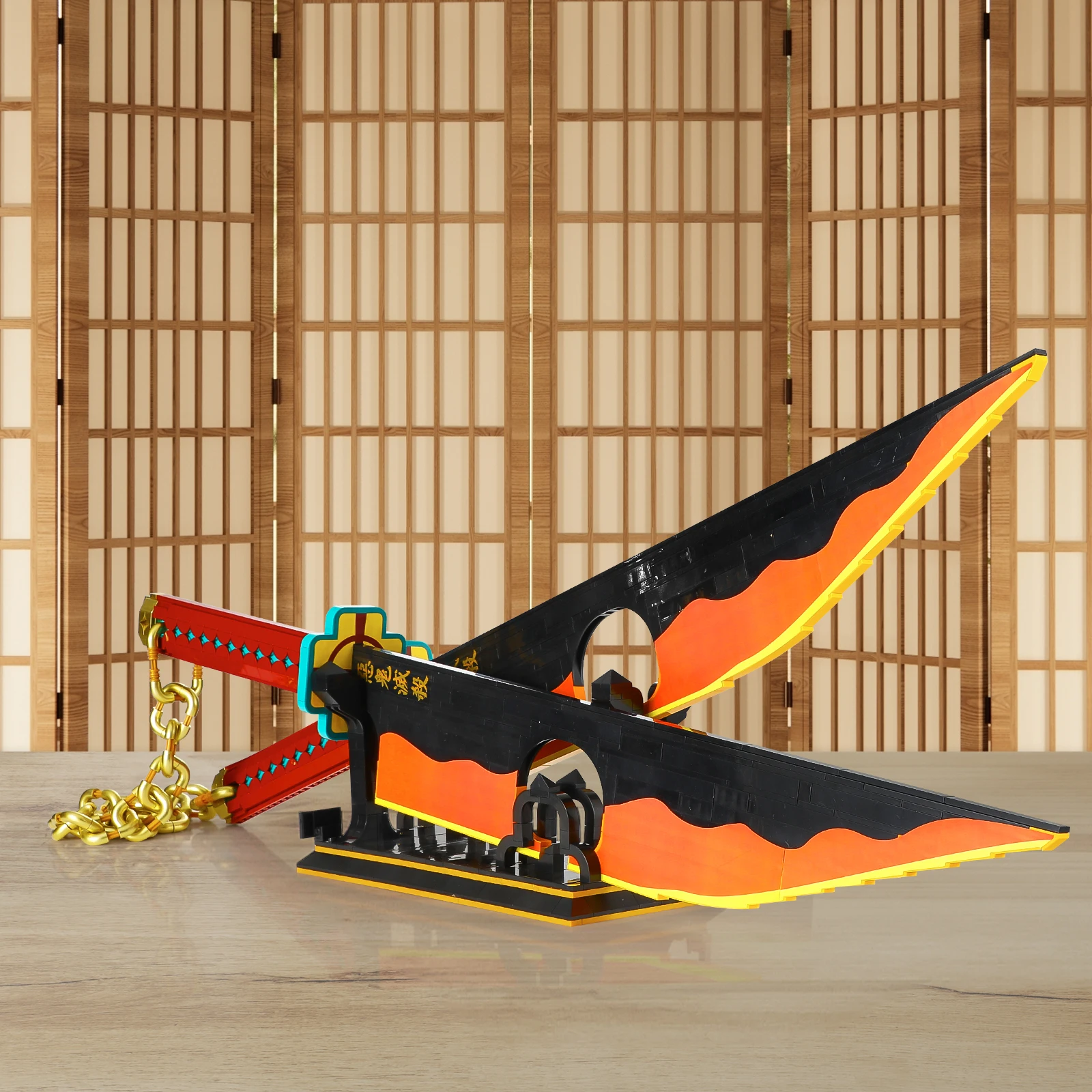 Tengen Uzui Sword Building Blocks Sets, Anime Cosplay Demon Sword with Stand Holder, Katana Samurai Toy Sword Building Kit