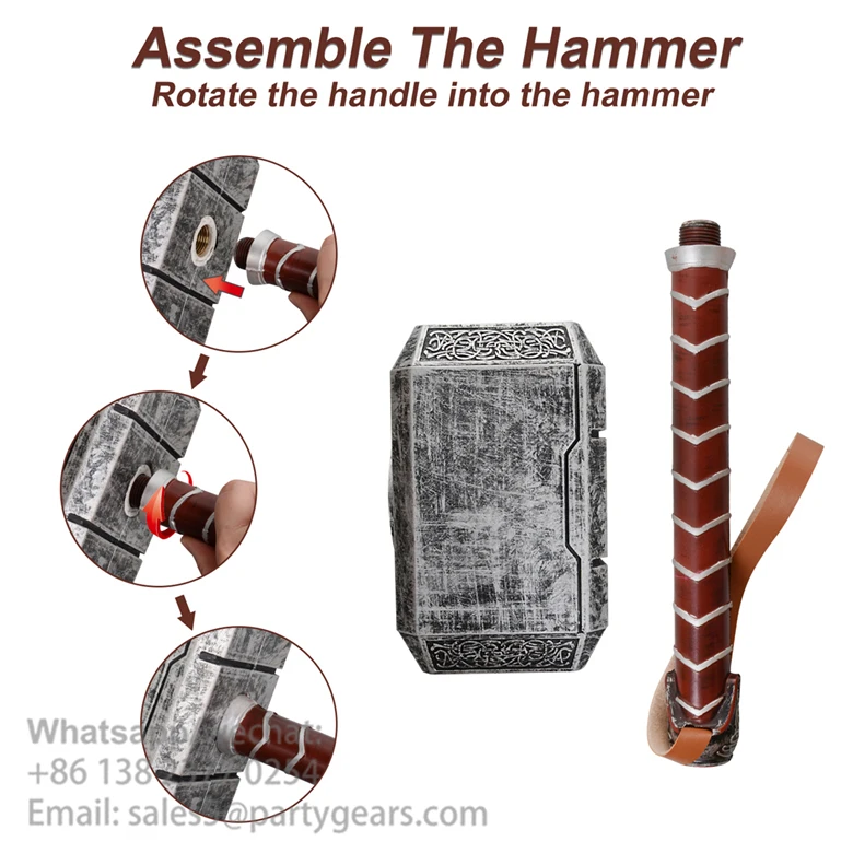 New Design Removable Kids Toy Hammer Halloween Cosplay Costume Props Accessories Pu Foam Safe Soft Thor Hammer