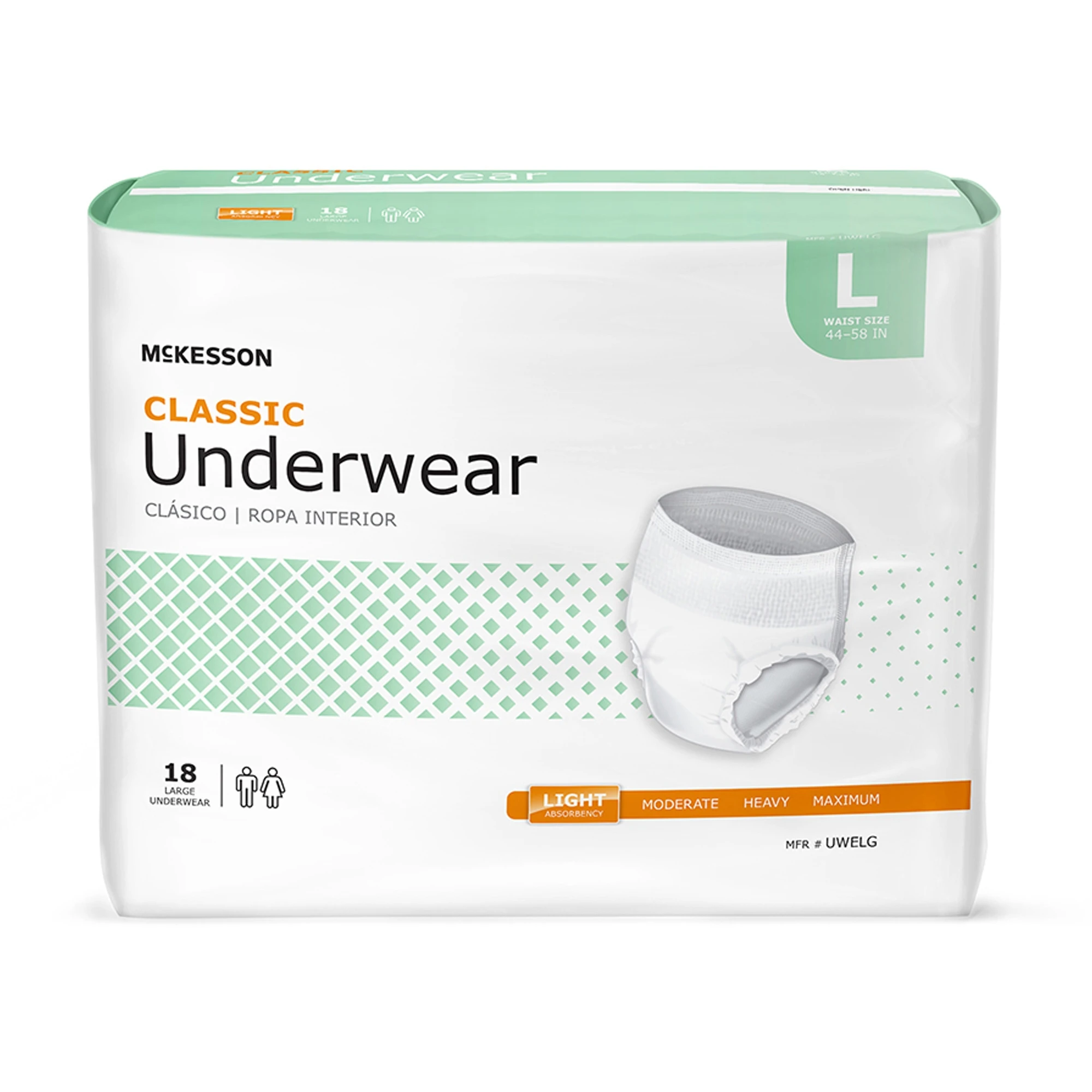 McKesson Disposable Underwear Large  UWELG  Light  72 Ct