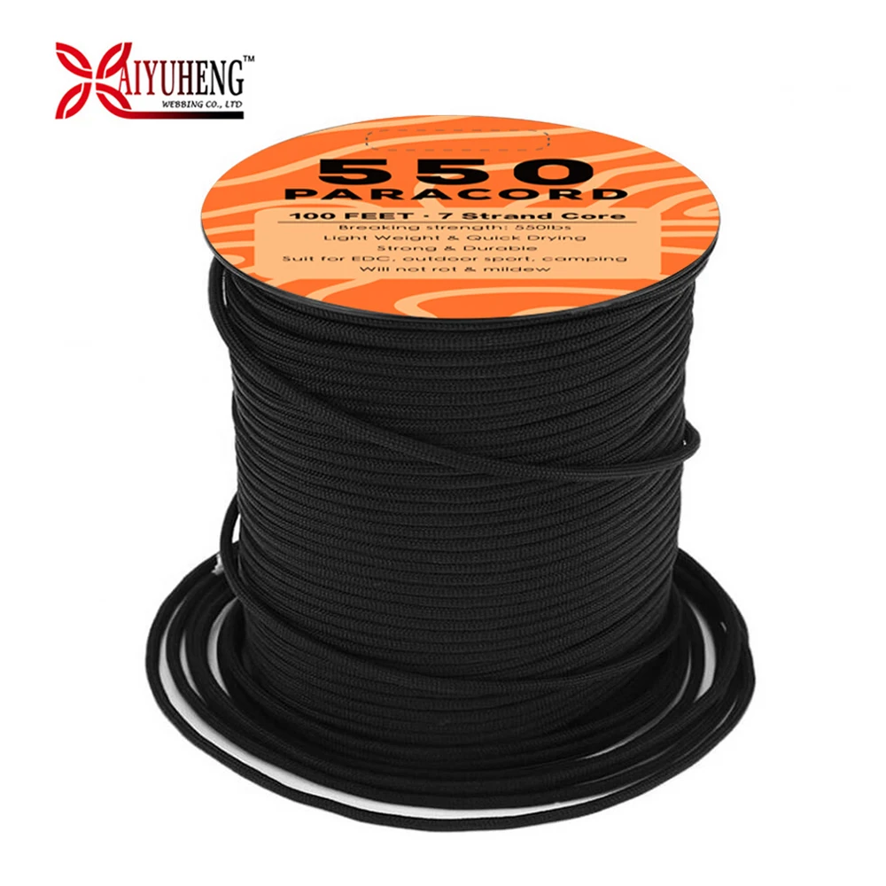 Wholesale 100 feet 4MM 7 Strands Parachute Cord 550 Nylon Paracord Rope