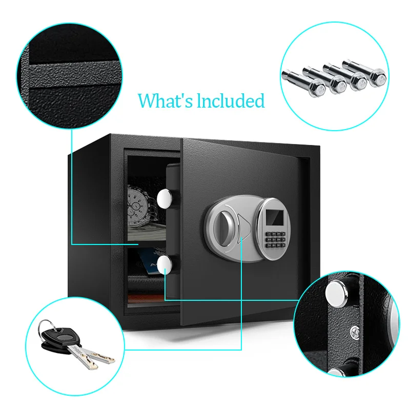 Customized Mini Home Office Hidden Safe Box Colorful Powder Coated Electronic Digital Small Locker Black