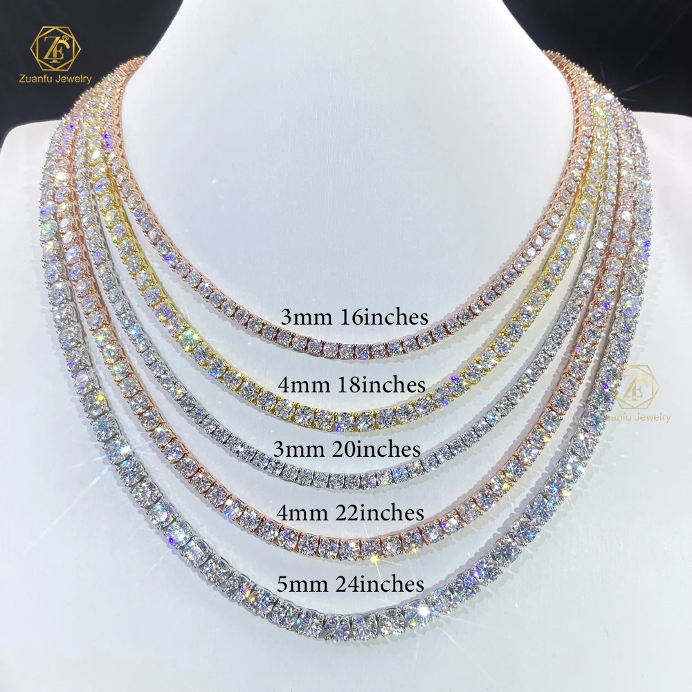 Hip Hop Jewelry Pass Diamond Tester 2mm 3mm 4mm 5mm 6.5mm 925 Silver Iced Out VVS Moissanite Diamond Tennis Chain Bracelet