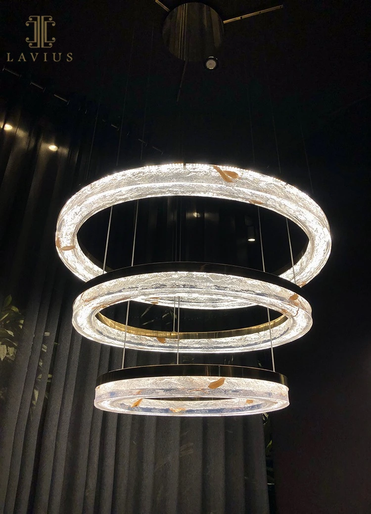 2022 Hot Sales Indoor Lighting Modern Hotel Villa Decoration Led Chandelier Luxury Ceiling Ring Glass Pendant Light