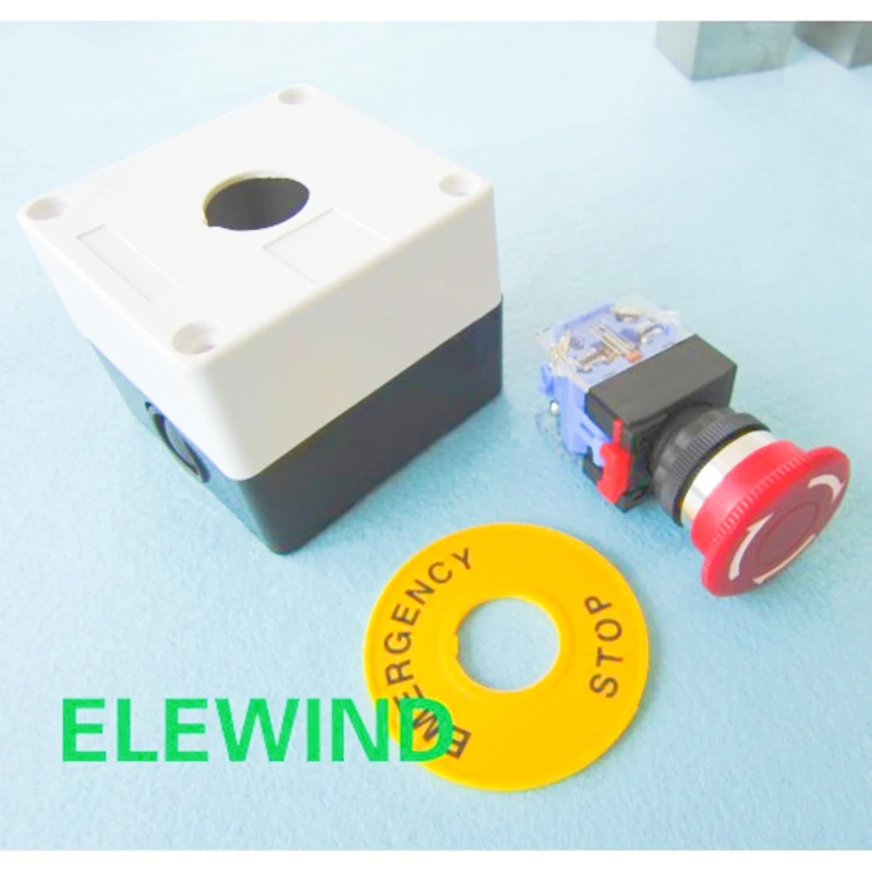 ELEWIND 22mm  emergency stop switch with switch box (PB222-11TSA/R/P/T14/2260 with switch box)