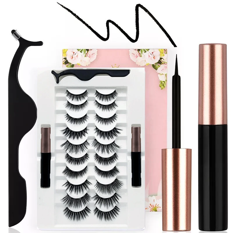 Magnetic Eyelash 3 Magnets Magnetic Eyelash Kit With Eyeliner Private Label