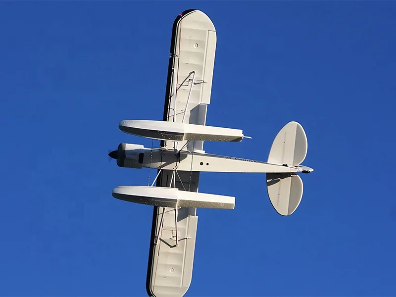 PA-18 Super Cub EP FMS PNP 1700mm RC Model Plane with Floats Reflex V2 All Terrain Tires and Durable CNC Landing Gear