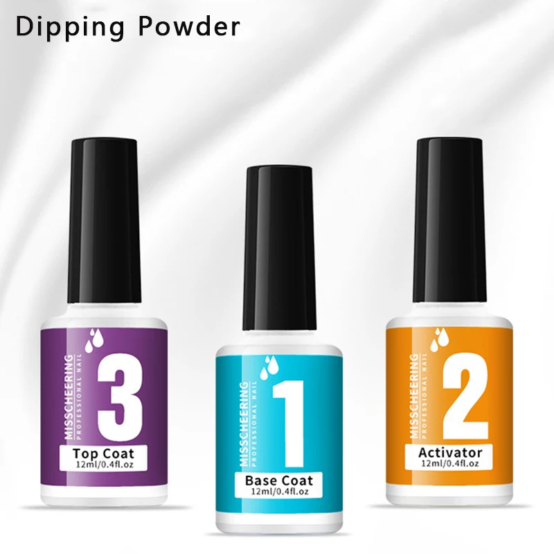 Private Label 12ml Acrylic Dipping Powder Activator Top Coat And Base Coat Gel For Nail Powder