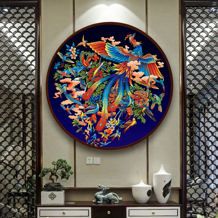 Hundred Birds Chaofeng Embroidery Parlor Phoenix Peacock Animal Paintings Cross Stitch Kits