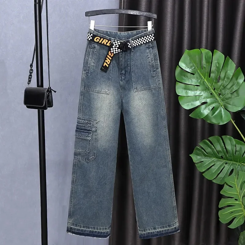 High-quality new printed loose large size women jeans wholesale