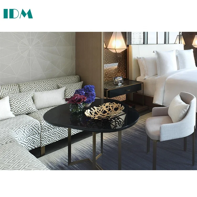 IDM-146 Modern Luxury Metal Wooden Hotel Room Furniture Custom Furniture Hotel 5 Star Hotel Bedroom Set