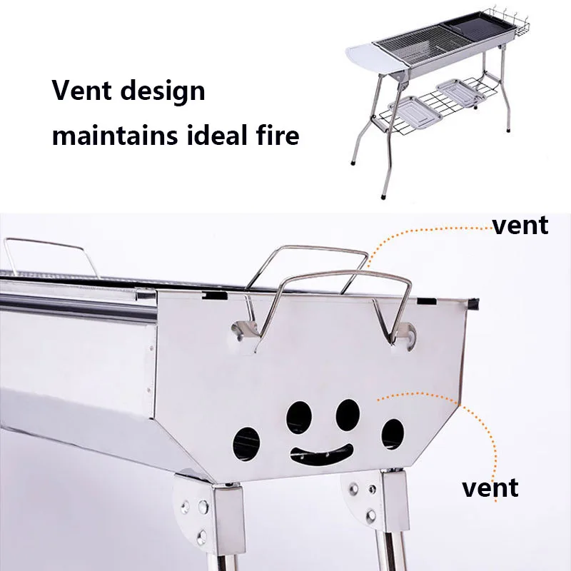 Hot selling new low price thickened stainless steel grill grill outdoor portable folding carbon grill wholesale