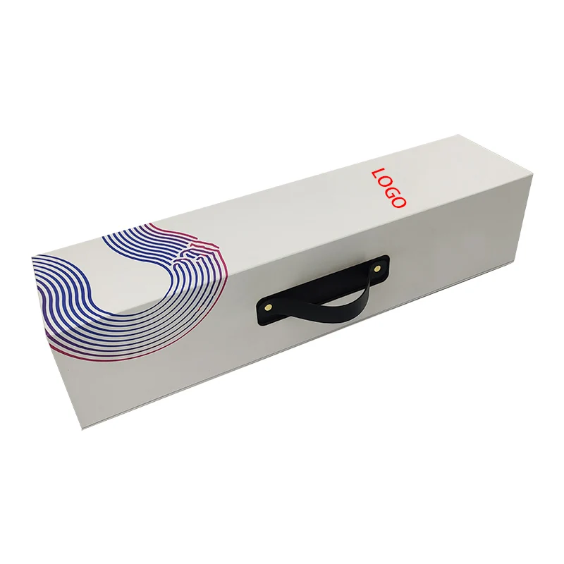 Customized Eco-friendly Cardboard Gift Box White Magnetic Boxes with Leather Carrying Handles  Gift Packaging Personalized Boxes