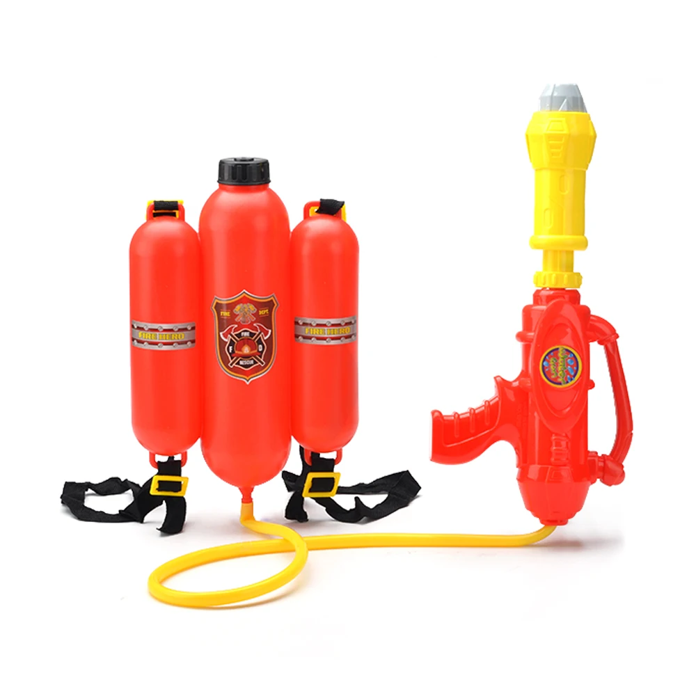 Kids summer fireman military plastic pumping water gun with backpack