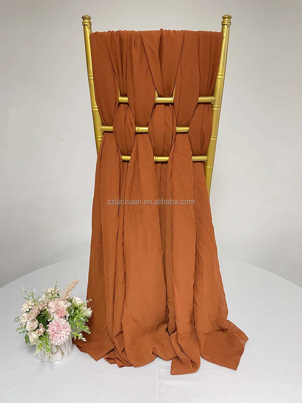 Ivory Chiffon Wedding Chair Sashes Cheap Sashes Chair Cover Wedding Ruffle Chair Sash