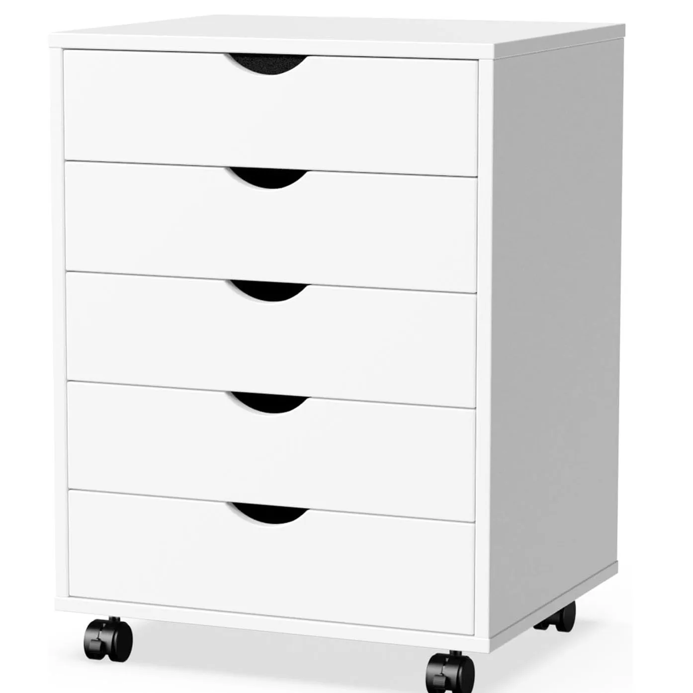5 Drawers Dressers White Chest of Drawers for Bedroom Mobile Storage Cabinet with Wheels for Home Office Wood