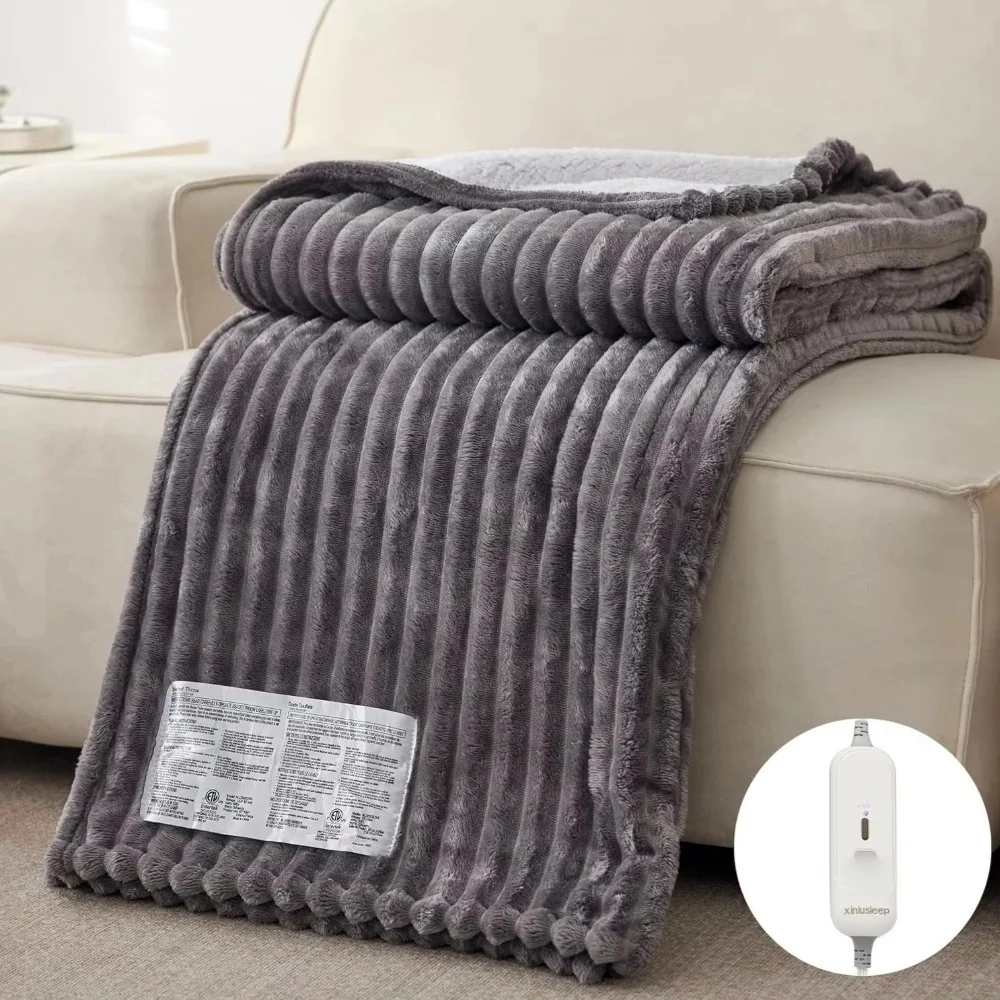Fast Heating Tufted cold Flannel fleece Sherpa ElectricThrow Heating pad Heated Blanket with ETL Certification