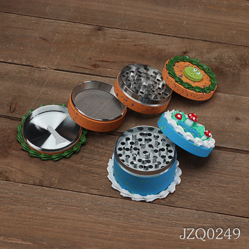 Mix Colors Painted Cake Grinder Cute Zinc Alloy smoking accessory Tobacco herb grinders with display box