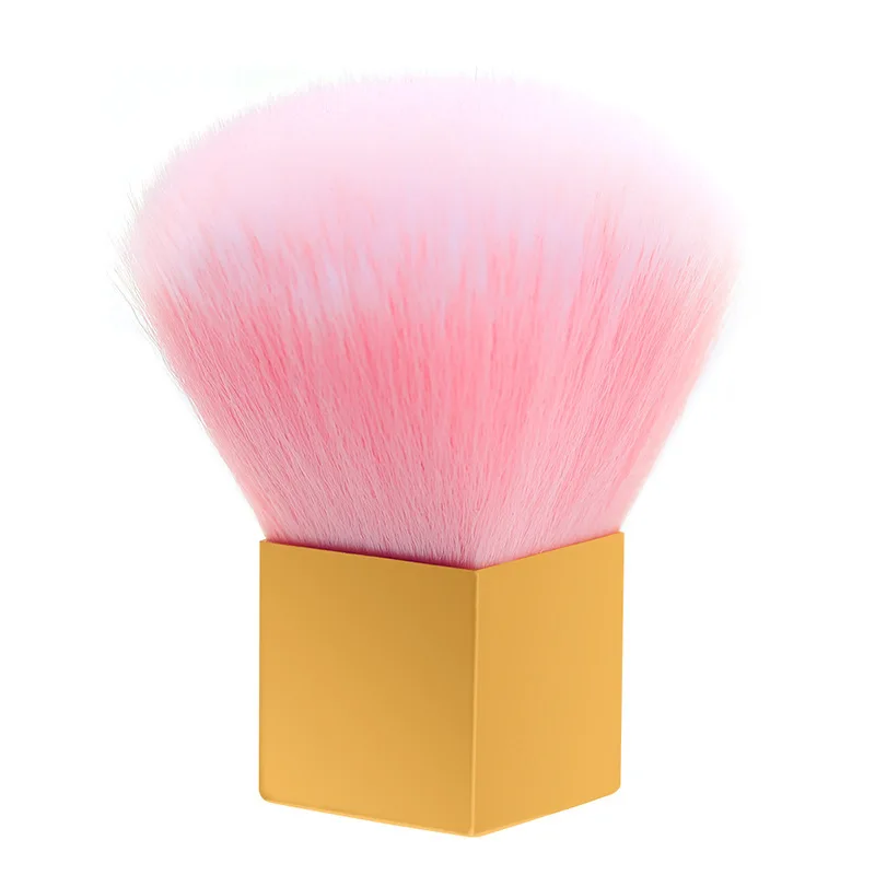 Square Gold Metal Handle Soft Wool Nail Cleaning Dust Brush Nails Cleaner Tools Acrylic Clean Brush