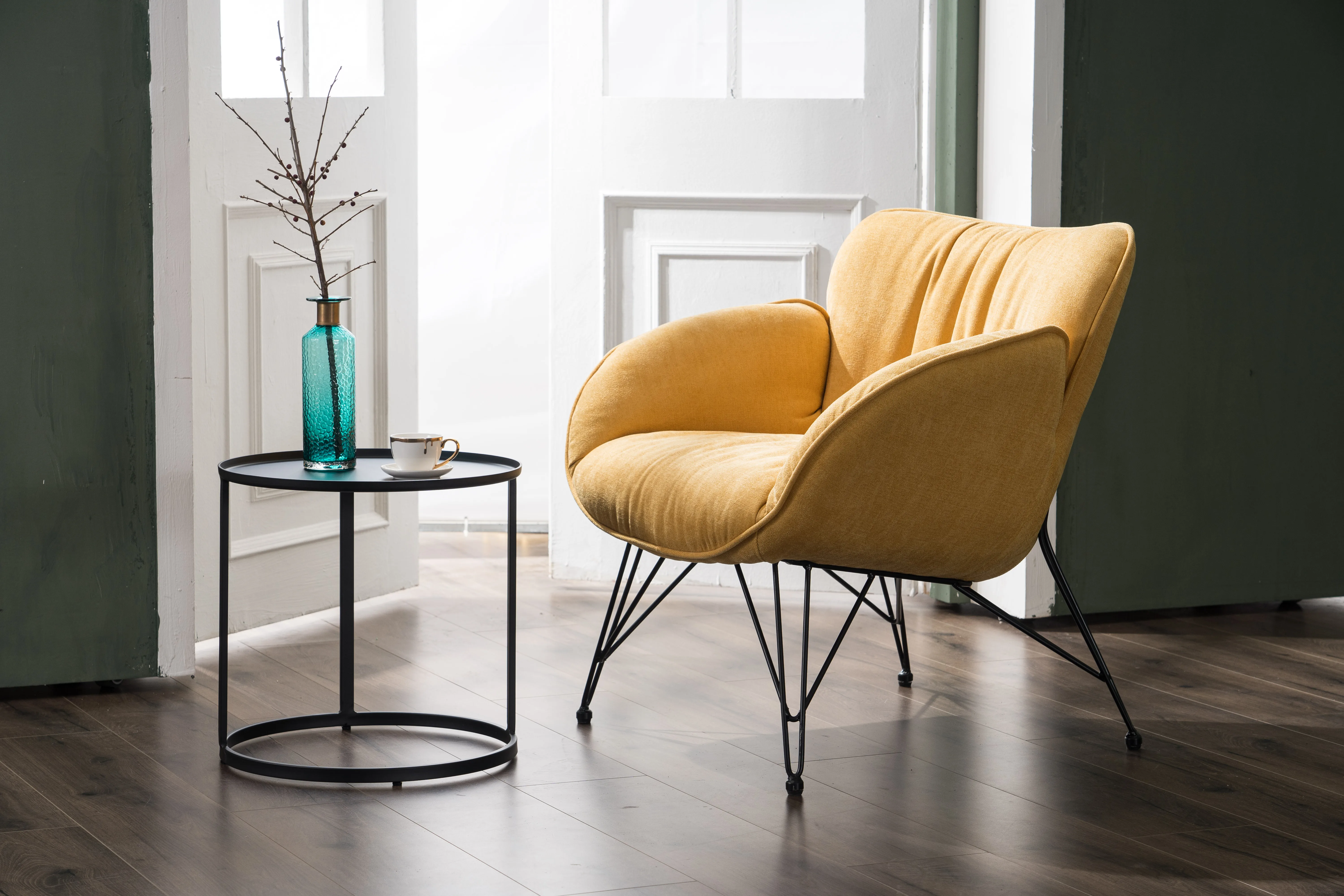 
Nordic style fabric sofa light luxury balcony living room bedroom living chair 