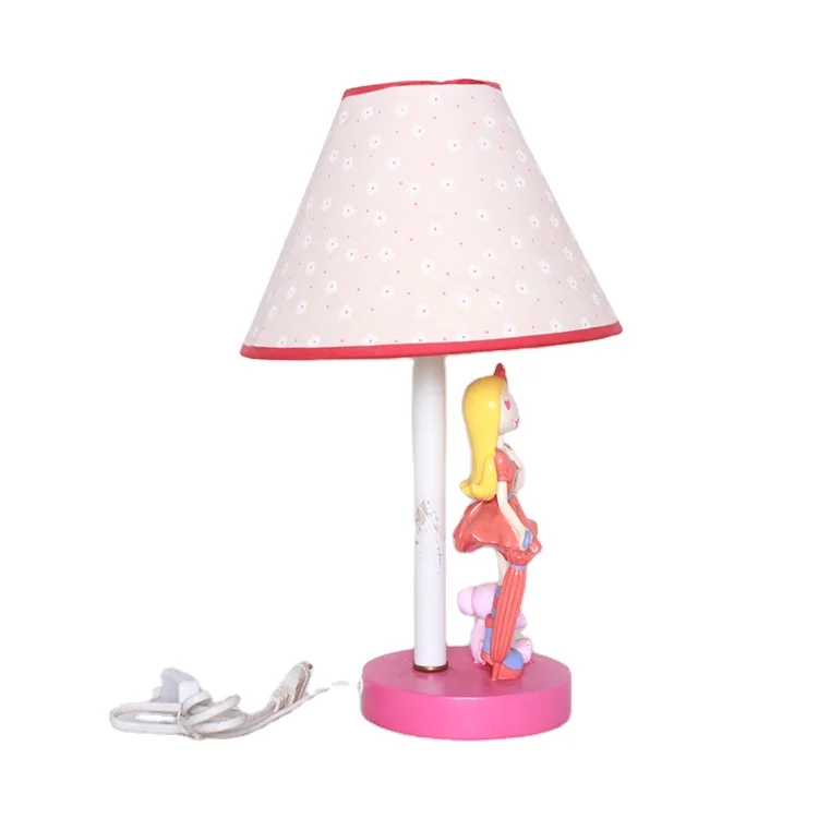 Cartoon style girl resin base study room desk lamp kids bedside table lamp for living room