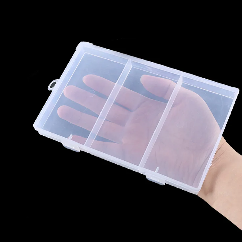 Transparent plastic 3-compartment box rectangular jewelry tool with fish hook sample parts box head fishing gear packaging