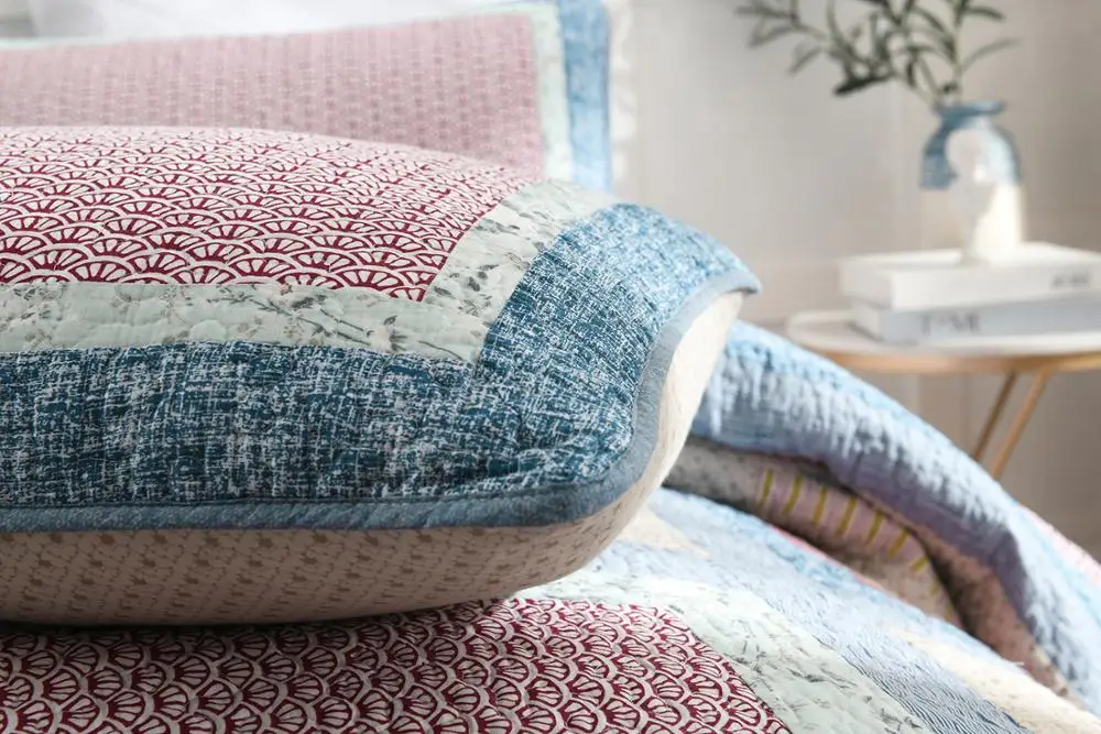 100% handwork bedspread patchwork craft quilted bedspread set pure cotton