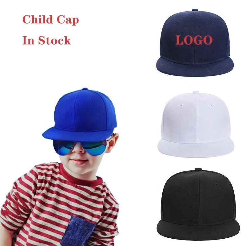 Wholesale Cheap Custom Logo Youth Kids Solid Plain Child Flat Brim Snapback Cap Baseball Cap Baby Sport Cap For Boy Girl