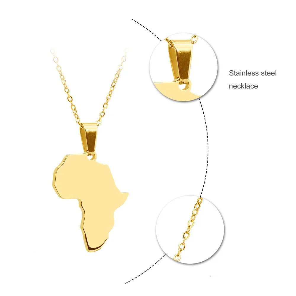Wholesale Africa Gold Plated Map Personality Fashion Long Chain Necklace Pendant Jewelry
