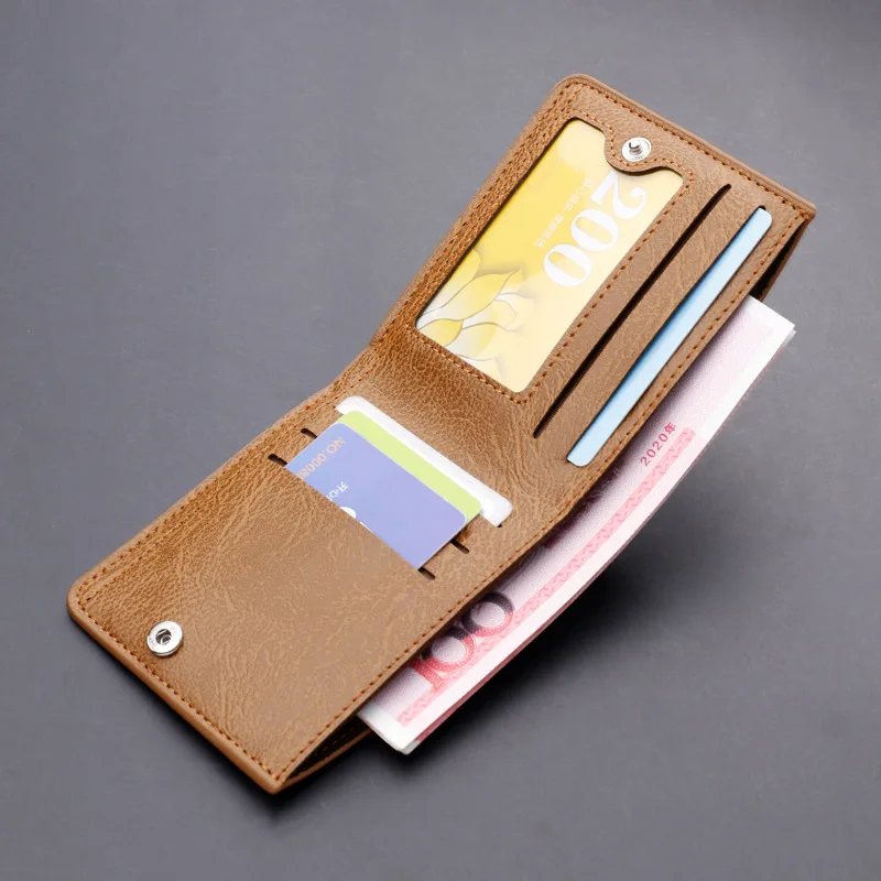 2024 Popular Short Purse PU Leather Wallet Custom Logo Coin Card Holder Wallet for Men