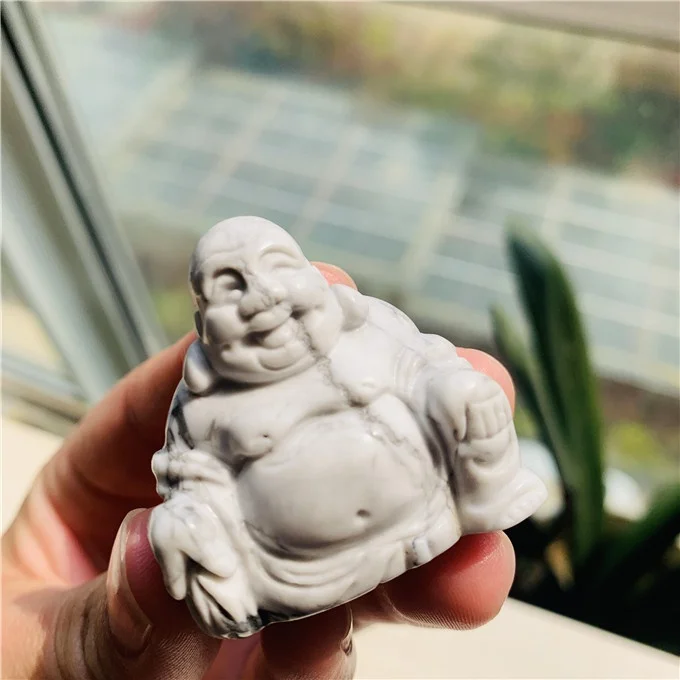 Натуральный розовый кварц зеленый авантюрин Howlite Хрустальная статуя Будды со смехом для продажи