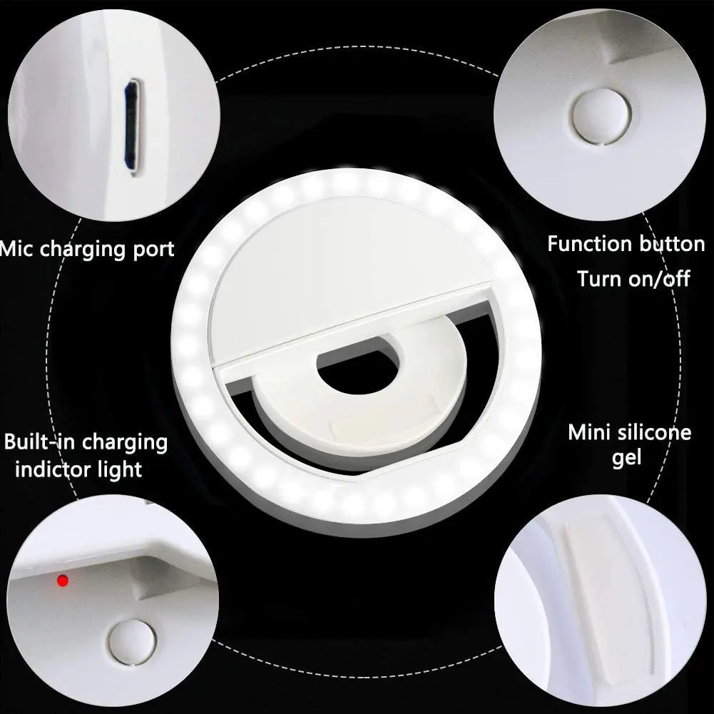 36 LED Selfie Ring Light Clip on Selfie Light for Phone Iphone Computer Laptop Photography Camera Video Selfie Fill Light BGD002