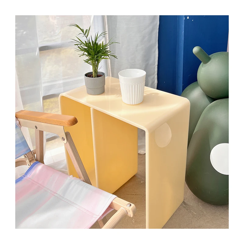 Factory direct sale bedroom bedside table acrylic side table coffee table cream exquisite artistic sense