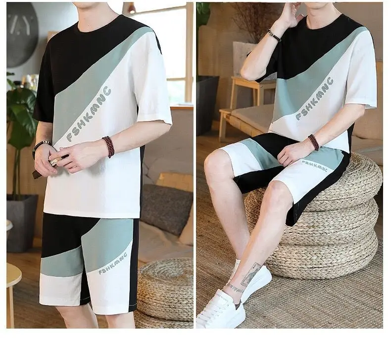 Direct Delivery In Stock Summer Tracksuit Sets Short Sleeve T-shirt Shorts Set Casual Sports Suit For Men