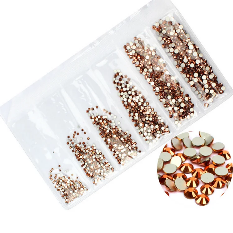 Wholesale white Crystal AB nail Non Hotfix Rhinestone Manicure Nail Art Flat Mixed Color AB 6 Grid Nail Rhinestones