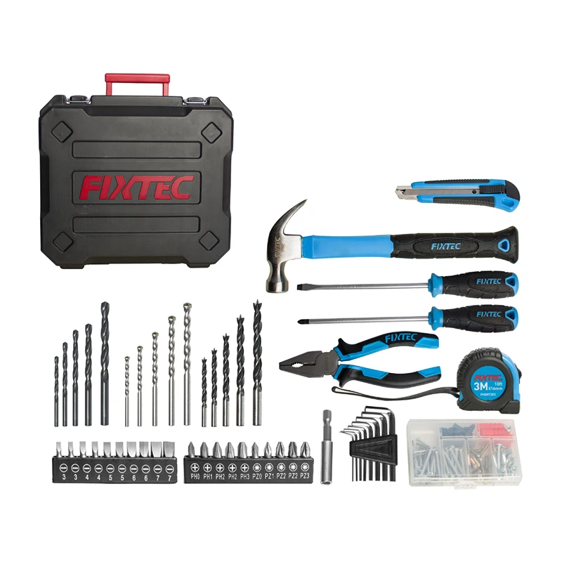FIXTEC Impact Drill Kit 13mm Keyed 600W Variable Speed Electric Power Tool Set Portable Drill Machine Kit