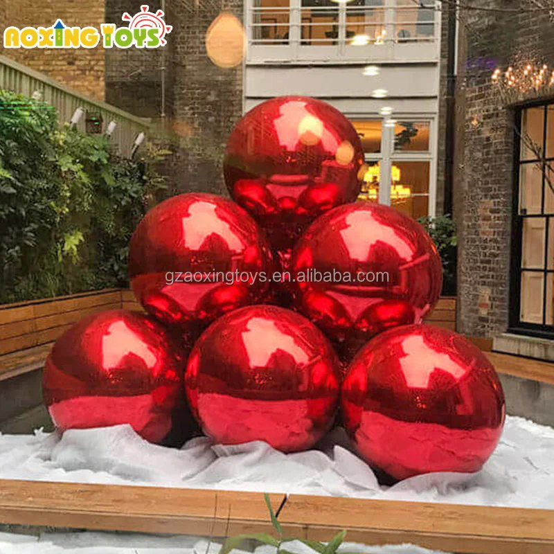 Inflatable ChristmasDecoration, Inflatable Mirror Ball, Red Silver Gold Mirror Ball For Wedding Stage Party Advertisement Event